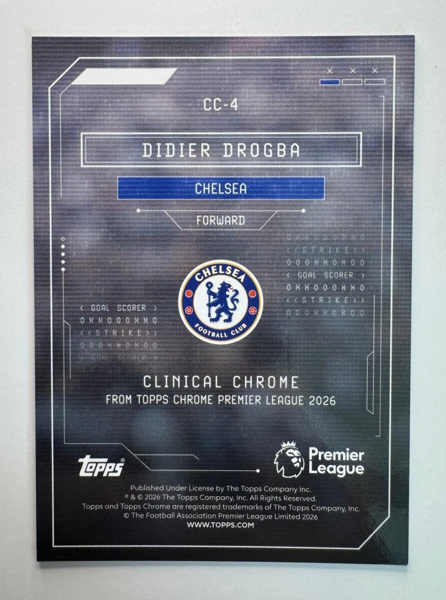 Didier Drogba CC - 4 Clinical Chrome Black 01/10 — 2025 - 26 Topps Chrome Premier League — Chelsea Legend by KitRoom Cards on MYNTED