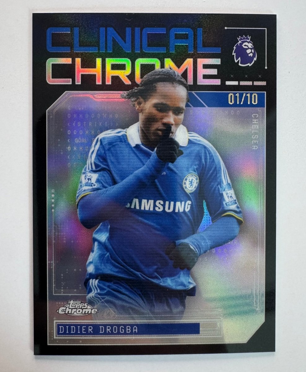 Didier Drogba CC - 4 Clinical Chrome Black 01/10 — 2025 - 26 Topps Chrome Premier League — Chelsea Legend by KitRoom Cards on MYNTED
