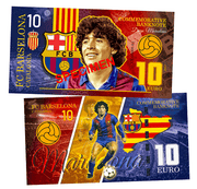 Diego Maradona FC Barcelona - SPECIMEN 10 euro UNCB banknote by UNCB on MYNTED