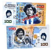 Diego Maradona - SPECIMEN 100 Pesos UNCB banknote by UNCB on MYNTED