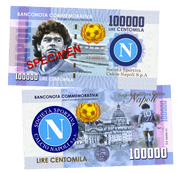 Diego Maradona - SPECIMEN 100000 Lira UNCB banknote by UNCB on MYNTED