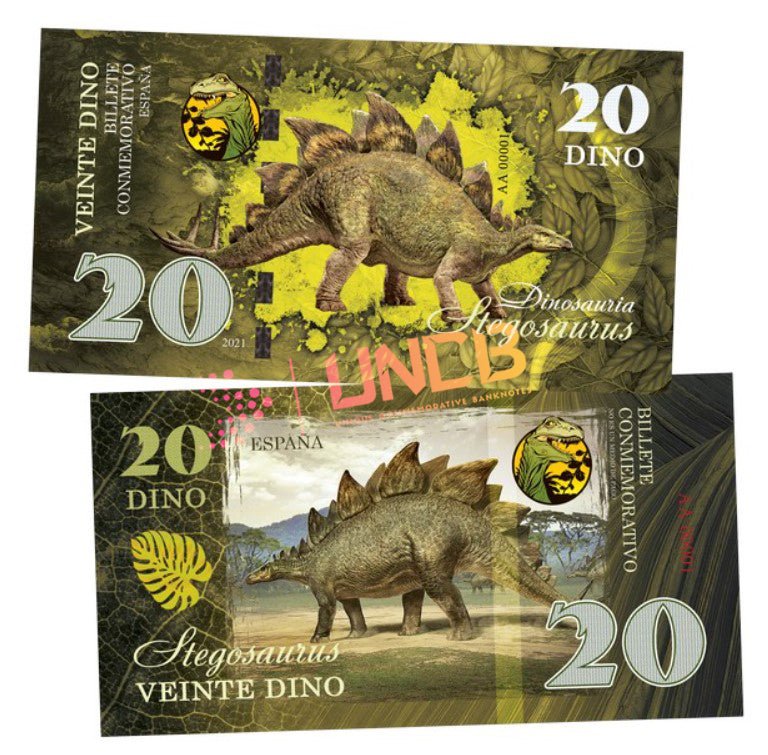 Dinosaurus Series - Stegosaurus Dino 20 UNCB banknote by UNCB on MYNTED