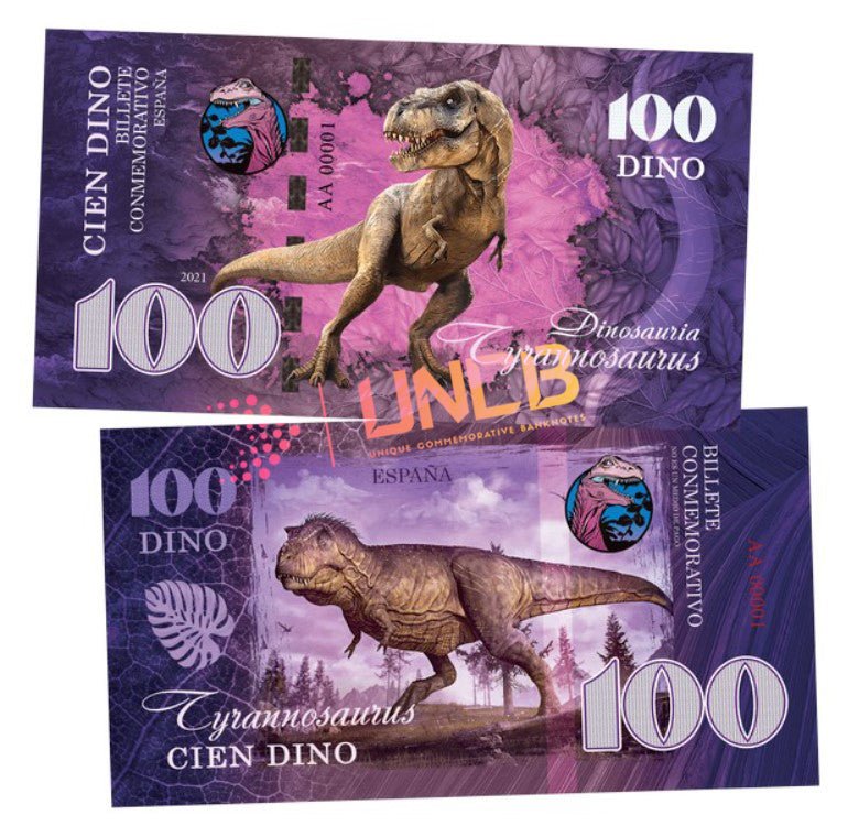 Dinosaurus Series - T - Rex Dino 100 UNCB banknote by UNCB on MYNTED