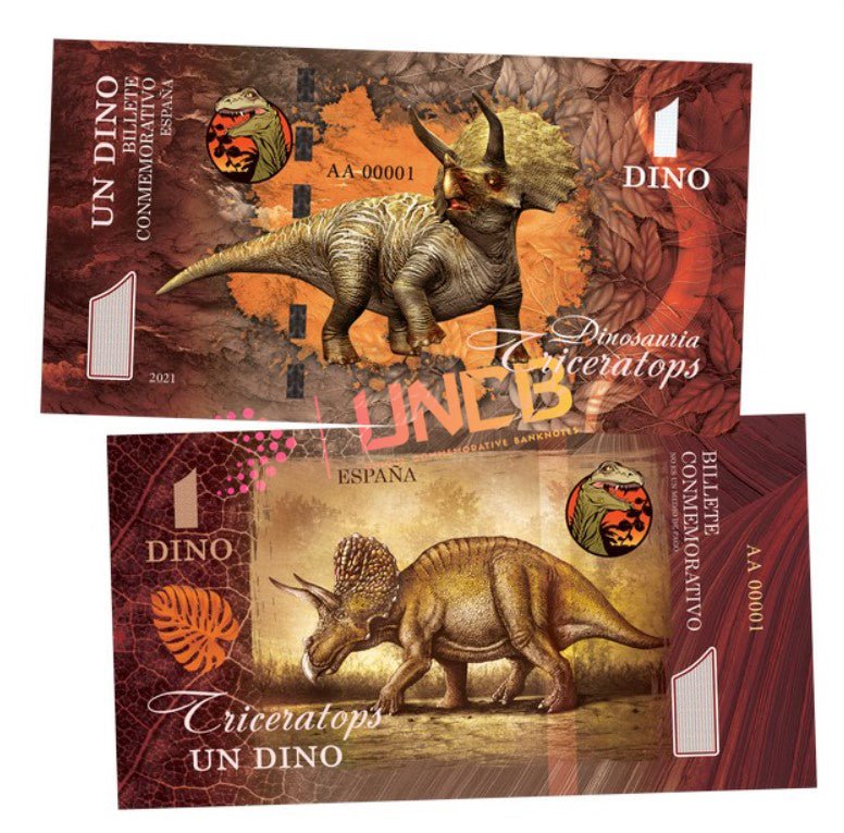 Dinosaurus Series - Triceratops Dino 1 UNCB banknote by UNCB on MYNTED