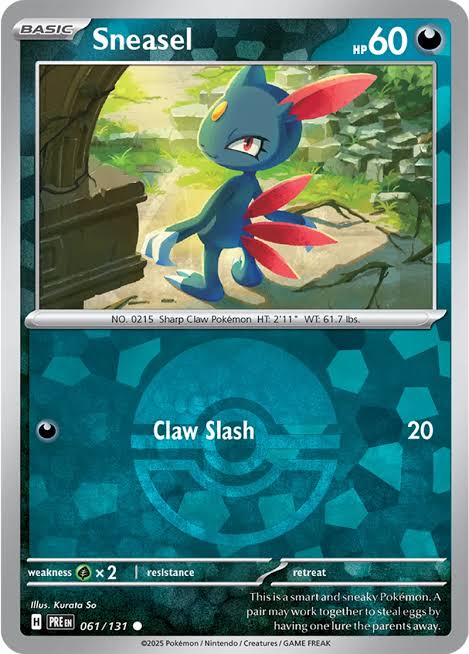 sneasel POKEBALL REVERSE HOLO Prismatic Evolutions 061/131