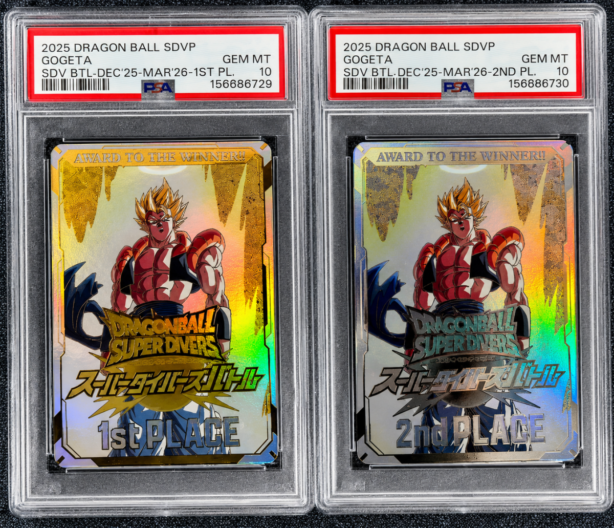Dragon Ball Super Divers SDV Gogeta Tournament Prize Card Set PSA 10 Sequential 1st & 2nd Place by Ihemesai Collections on MYNTED