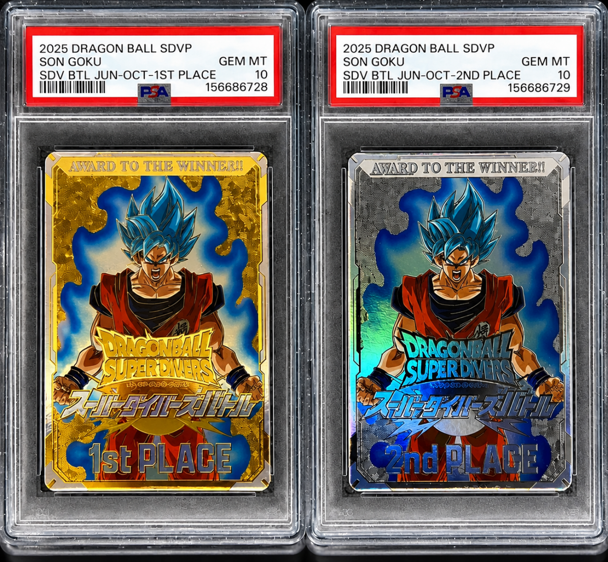 Dragon Ball Super Divers SDV Son Goku Tournament Prize Card Set PSA 10 Sequential 1st & 2nd Place by Ihemesai Collections on MYNTED