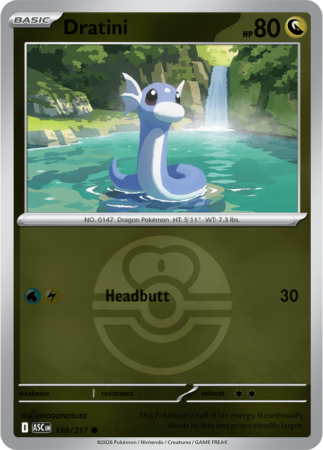 Dratini (Love Ball) 150/217 Reverse Holo | Mega Evolution – Ascended Heroes by Worth the XP on MYNTED