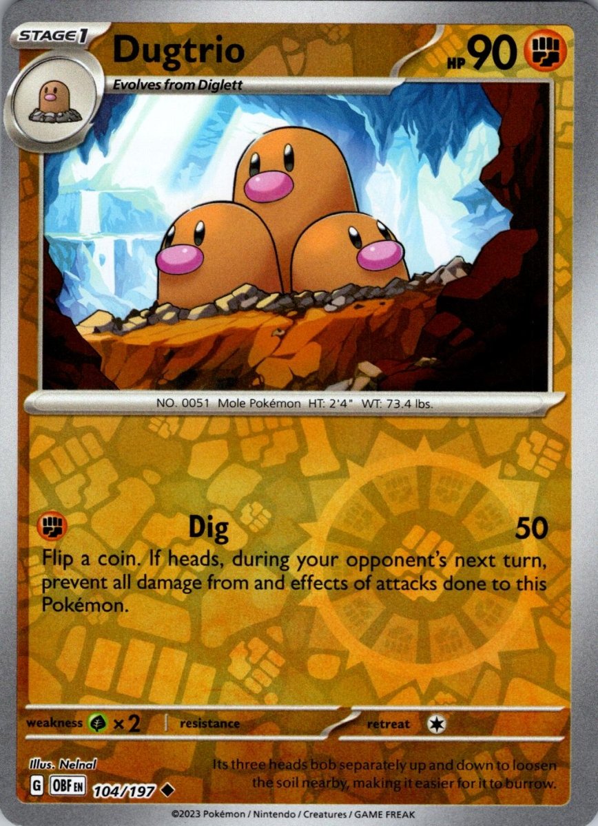 Dugtrio [Reverse Holo] 104 Pokemon Obsidian Flames by Moe‘s Vault on MYNTED