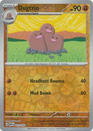 Dugtrio SV: 151 Uncommon • 051/165 Reverse Holofoil by Shark Pop Culture on MYNTED