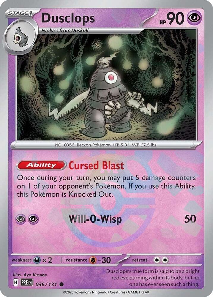 Dusclops - 036/131 (Master Ball Pattern) - SV: Prismatic Evolutions (PRE) by SAFAQATI on MYNTED