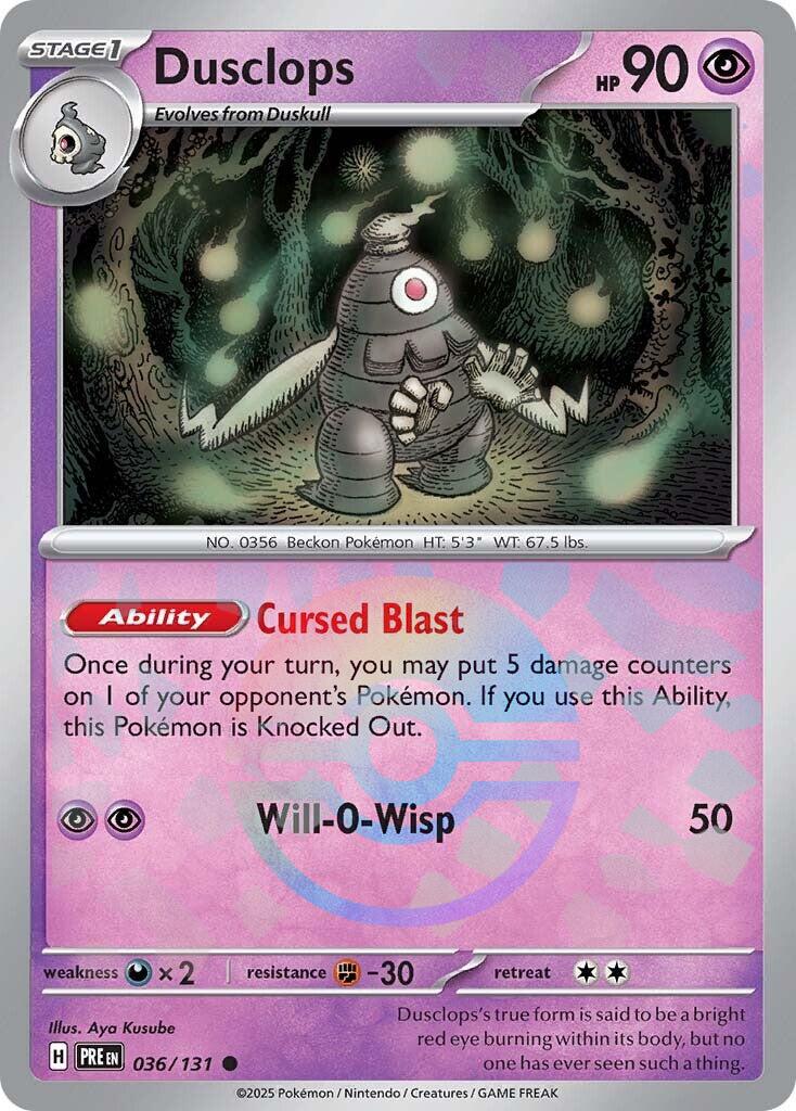 Dusclops POKEBALL REVERSE HOLO Prismatic Evolutions 036/131