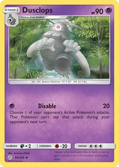 Dusclops (Reverse Holofoil) Cosmic Eclipse Uncommon 84/236 by PokeSource on MYNTED