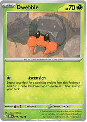 Dwebble 011/182 Reverse Holo | Scarlet & Violet – Destined Rivals by Worth the XP on MYNTED