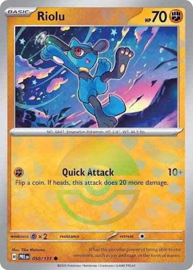riolu POKEBALL REVERSE HOLO Prismatic Evolutions 050/131