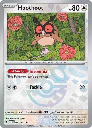 hoothoot MASTER BALL REVERSE HOLO Prismatic Evolutions 077/131