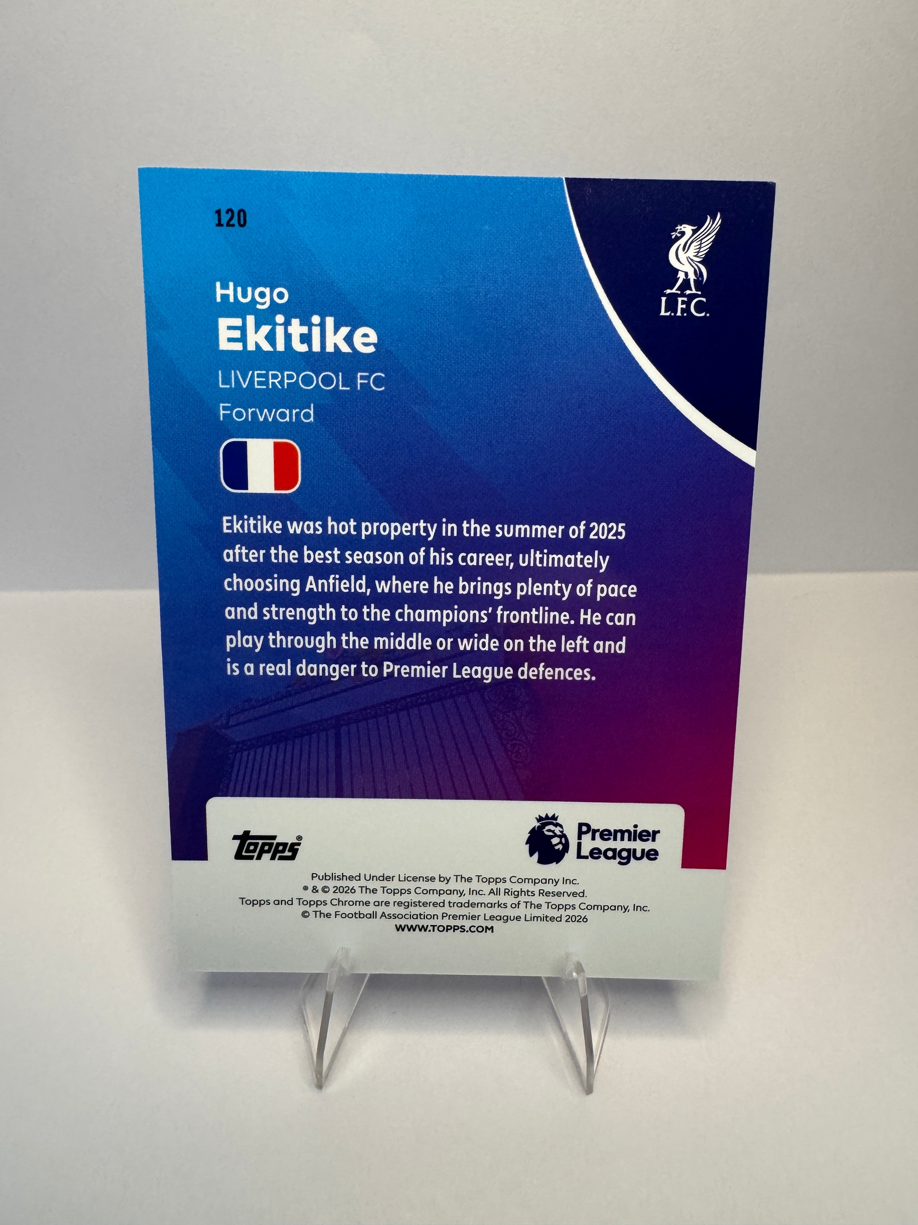 Hugo Ekitike #120 Refractor — 2026 Topps Chrome Premier League — Liverpool FC