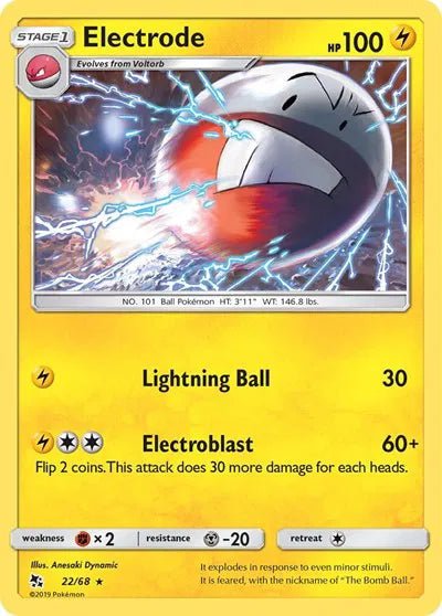 Electrode (Reverse Holofoil) Hidden Fates Rare 22/68 by PokeSource on MYNTED