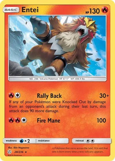 Entei (Reverse Holofoil) Cosmic Eclipse Rare 28/236 by PokeSource on MYNTED