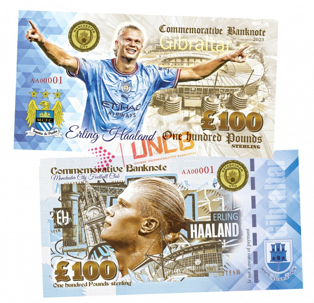 Erling Haaland 100 Pounds UNCB banknote by UNCB on MYNTED