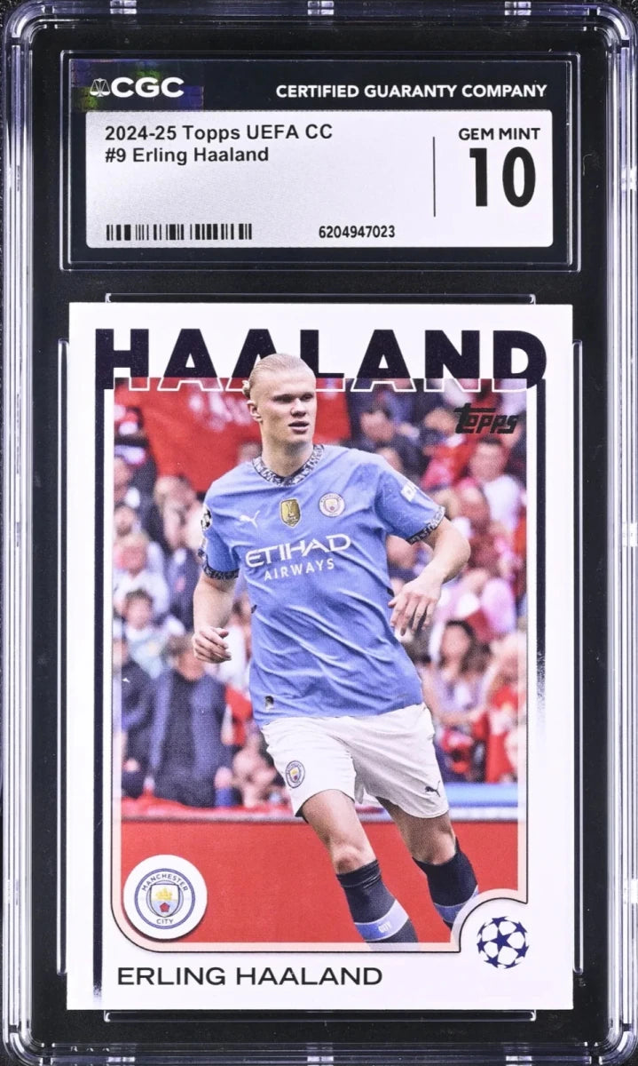 Erling Haaland, Topps, 9, UEFA CC, 2024-25, CGC 10 by Collexionis on MYNTED