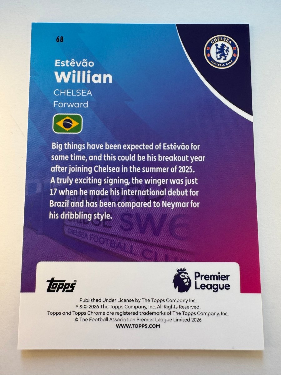 Estêvão Willian 68 Refractor — 2026 Topps Chrome Premier League — Chelsea RC by KitRoom Cards on MYNTED
