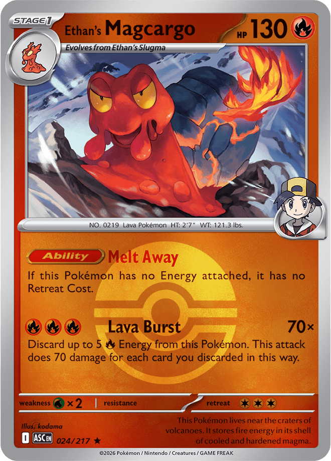Ethan's Magcargo (Poke Ball) 024/217 Reverse Holo | Mega Evolution – Ascended Heroes by Worth the XP on MYNTED