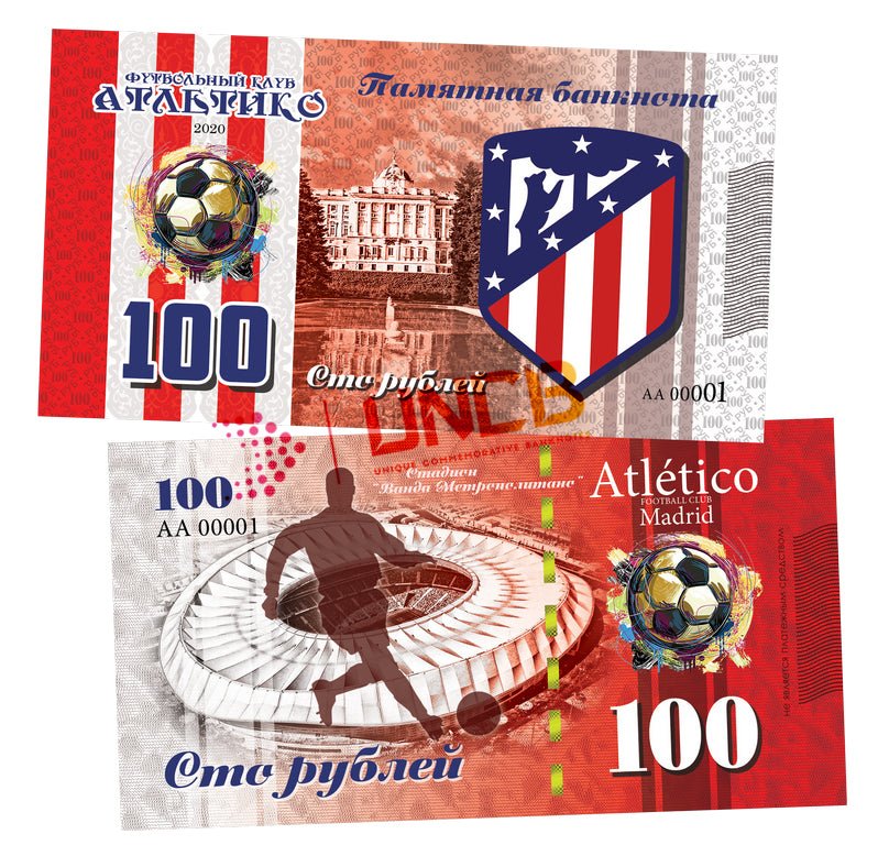 FC Atletico / Spain 100 Rubles UNCB banknote by UNCB on MYNTED