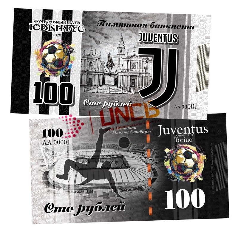 FC Juventus / Italy 100 Rubles UNCB banknote by UNCB on MYNTED
