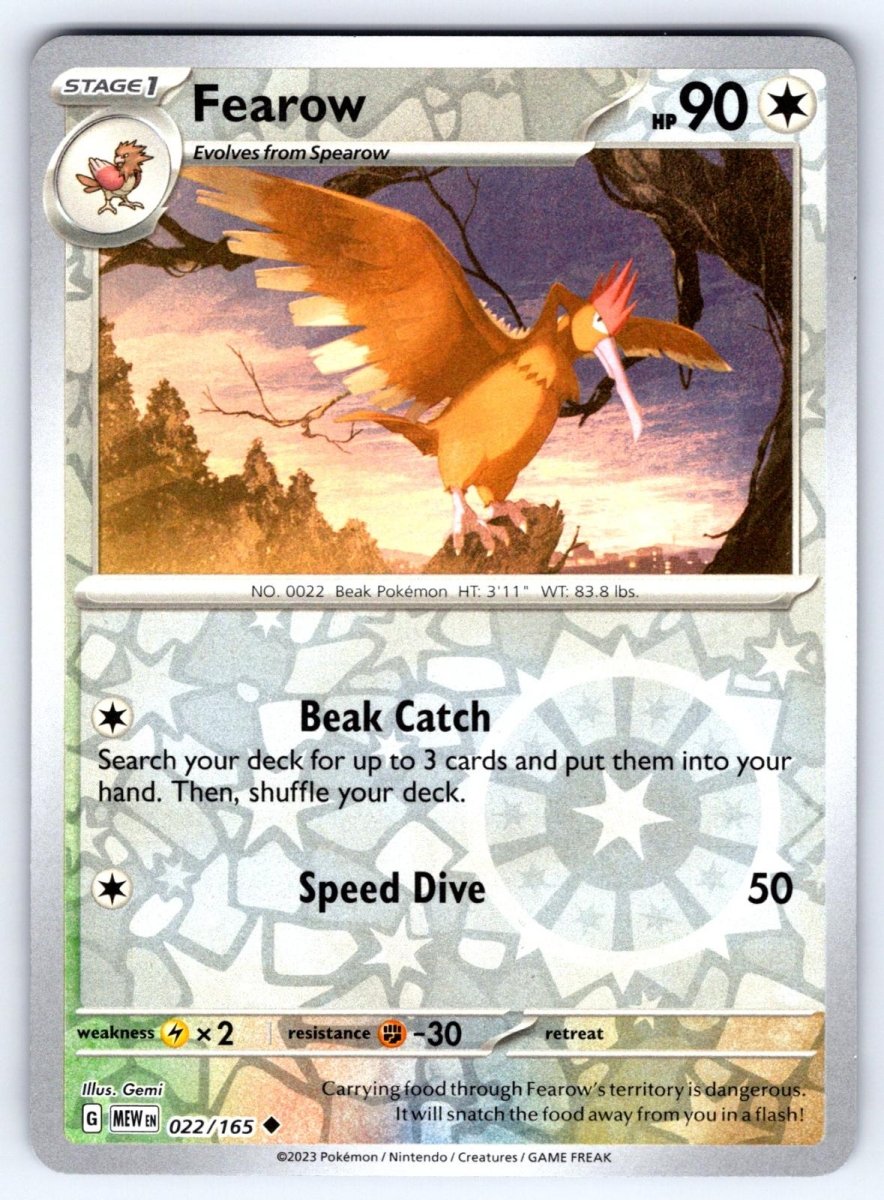 Fearow SV: 151 Uncommon • 022/165 Reverse Holofoil by Shark Pop Culture on MYNTED