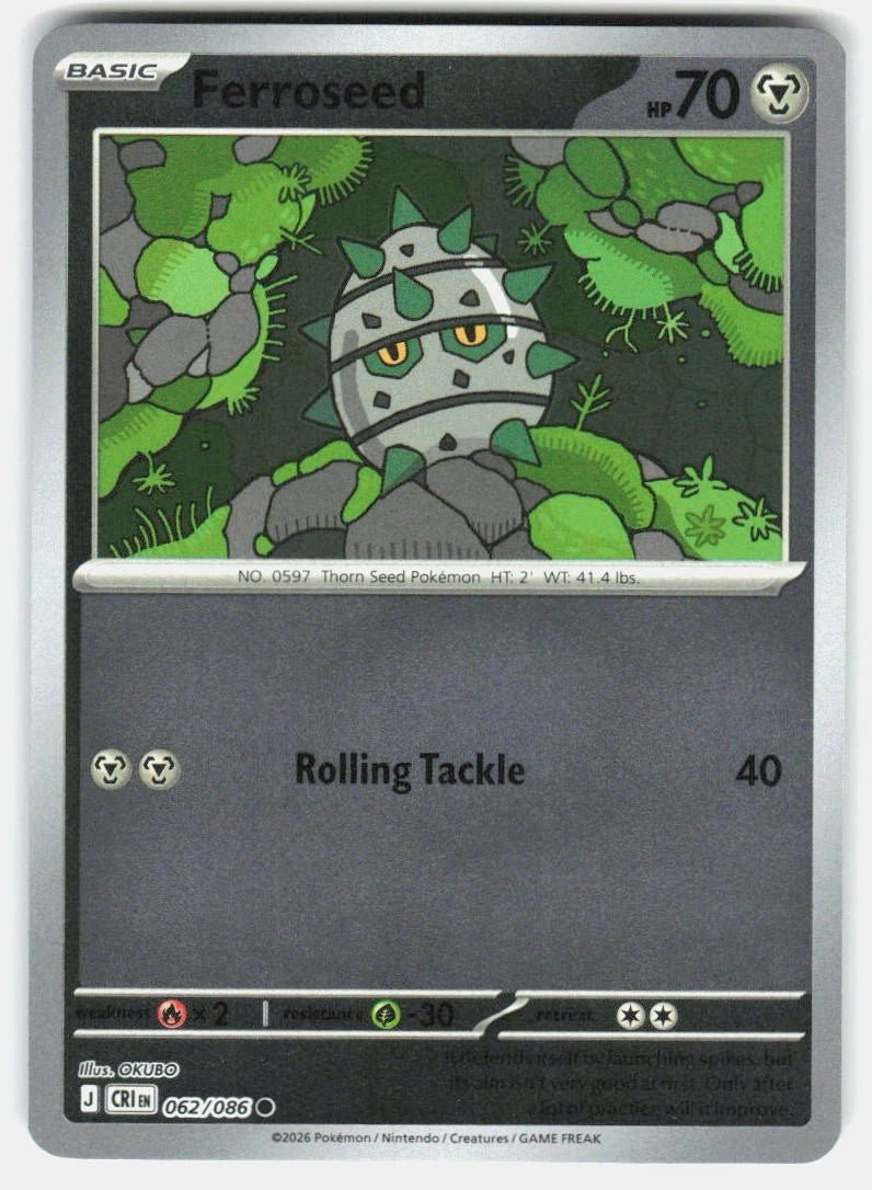Ferroseed - 062/086 (Reverse Holo) - Chaos Rising (CRI) ME04 by SAFAQATI on MYNTED