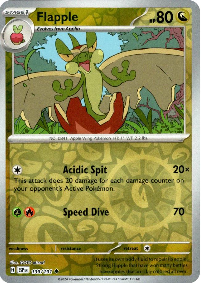 Flapple [Reverse Holo] 139 Pokemon Surging SparkFlapple [Reverse Holo] 139 Pokemon Surging Sparks by Moe‘s Vault on MYNTED