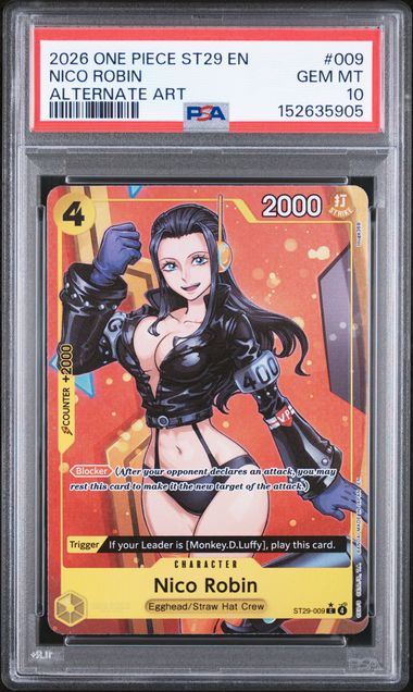One Piece TCG: STARTER DECK ST29-EGGHEAD #009 NICO ROBIN ALTERNATE ART PSA 10