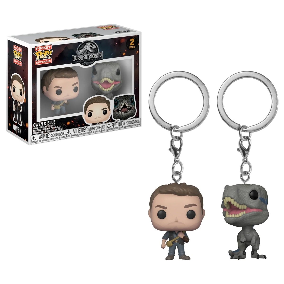 Funko Pocket POP! Jurassic World - Owen & Blue, 2 Pack Keychain by POPs N Collectibles on MYNTED