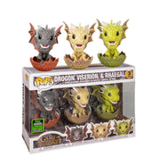 Funko Pop! Game of Thrones - Drogon, Viserion & Rhaegal Hatching 3 - Pack,2020 Spring Convention Shared Exclusive by POPs N Collectibles on MYNTED
