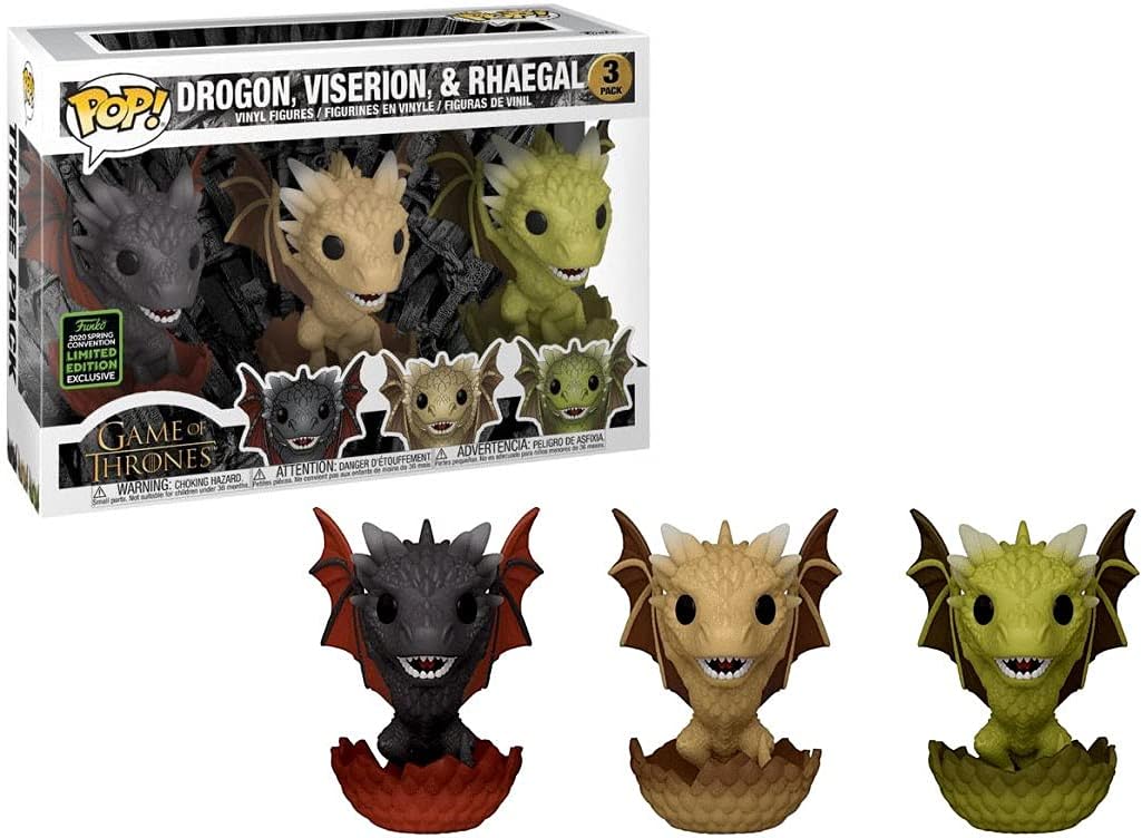 Funko Pop! Game of Thrones - Drogon, Viserion & Rhaegal Hatching 3 - Pack,2020 Spring Convention Shared Exclusive by POPs N Collectibles on MYNTED