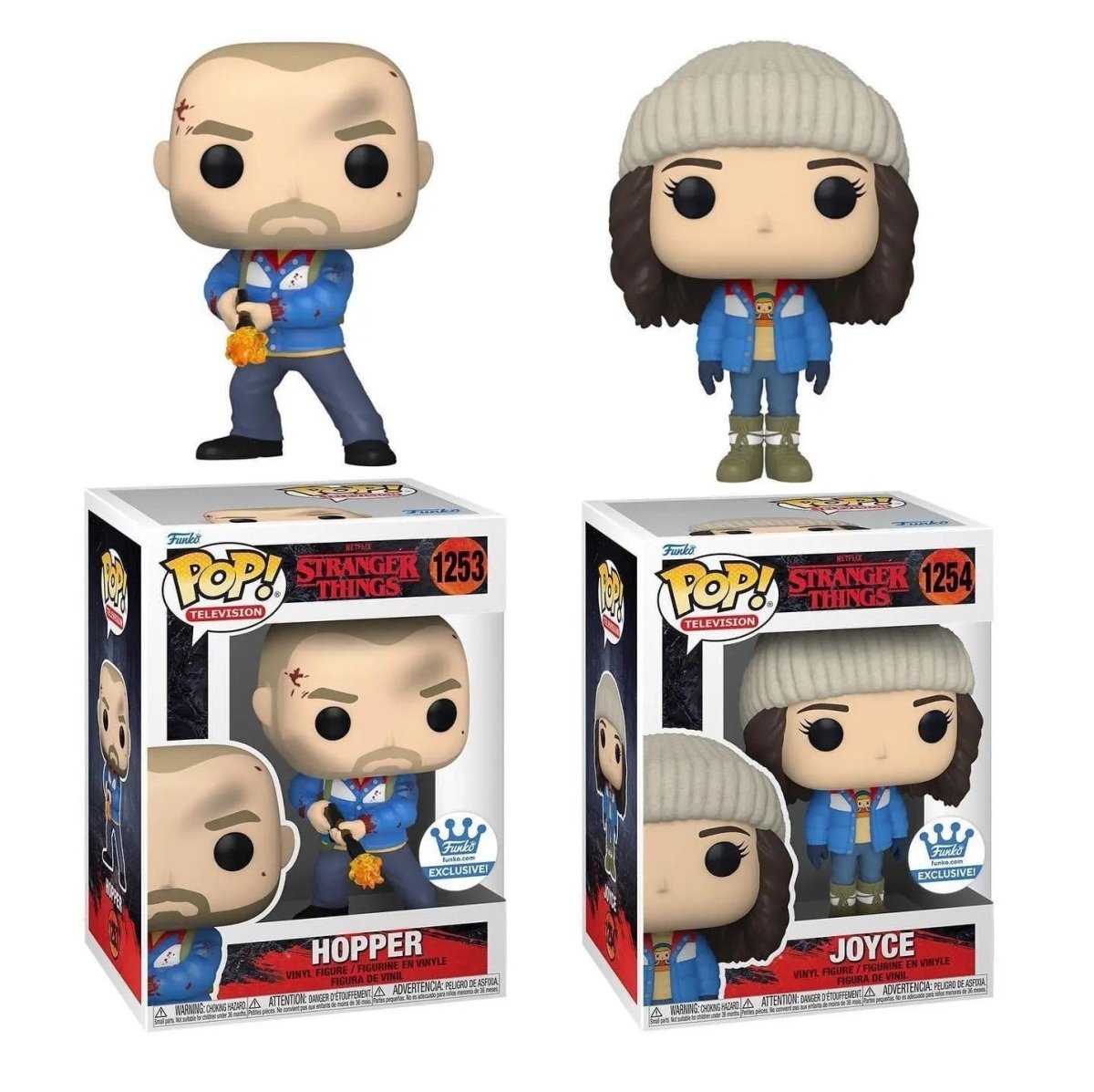 Funko POP! Stranger Things - Joyce & Hopper Bundle 1253 1254, Funko Shop Exclusives by POPs N Collectibles on MYNTED