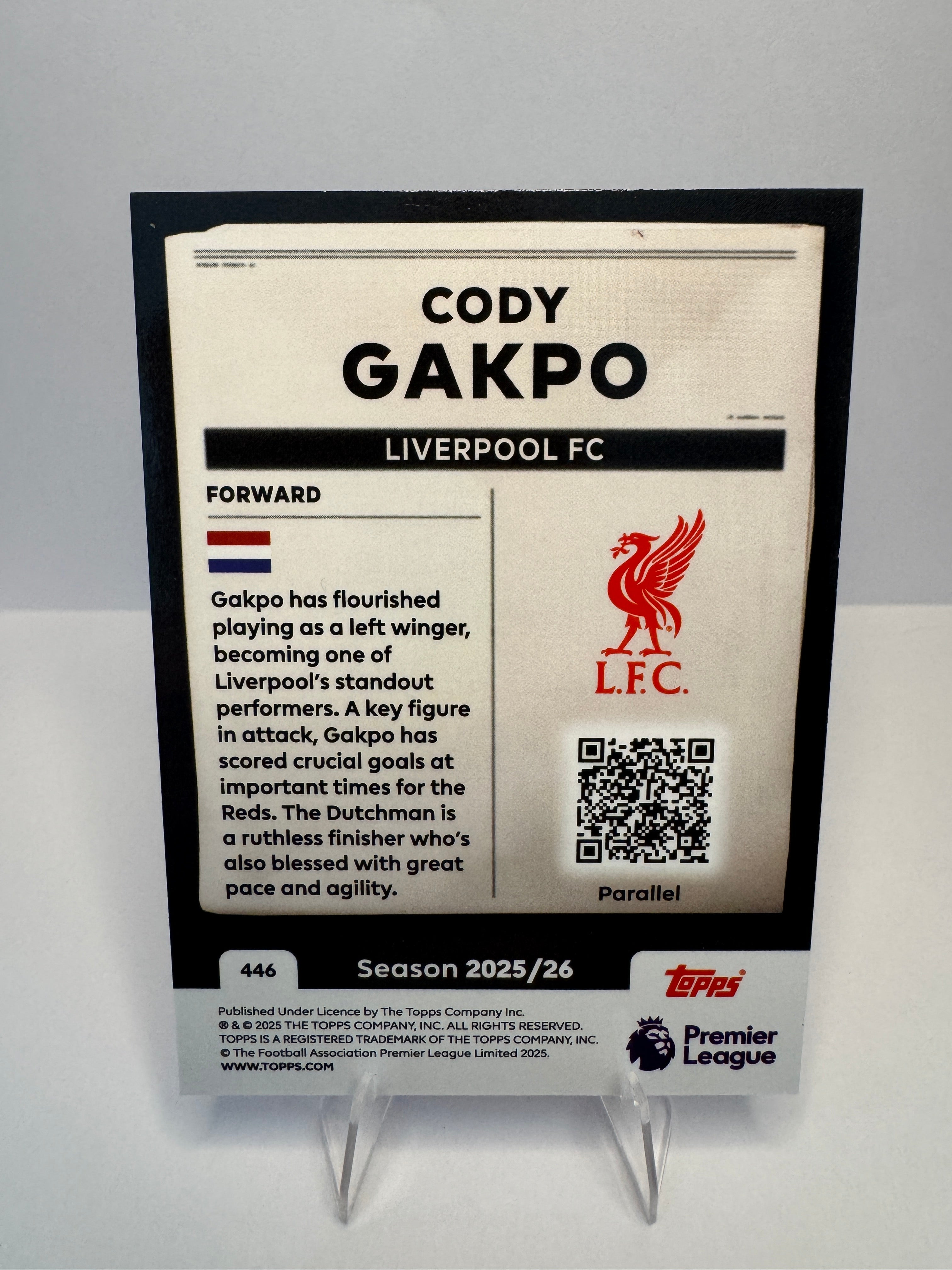 Cody Gakpo #446 Headlines Parallel — 2025-26 Topps Premier League — Liverpool FC