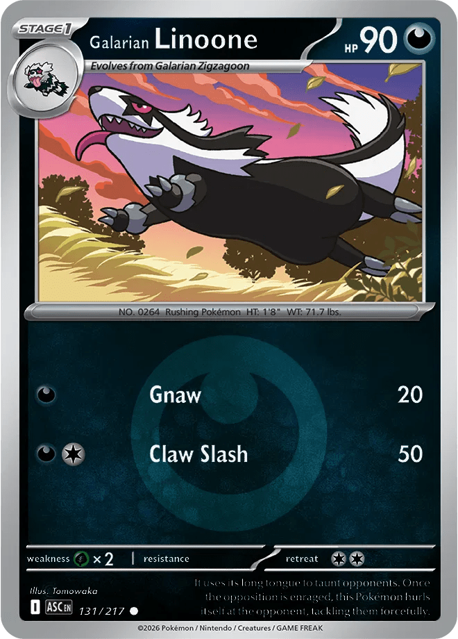 Galarian Linoone (Energy Symbol Pattern) Ascended Heroes Common 131/217 by Shark Pop Culture on MYNTED