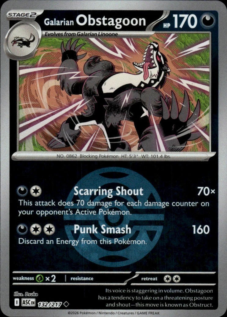 Galarian Obstagoon - 132/217 (Dusk Ball) - ME: Ascended Heroes (ASC) by SAFAQATI on MYNTED