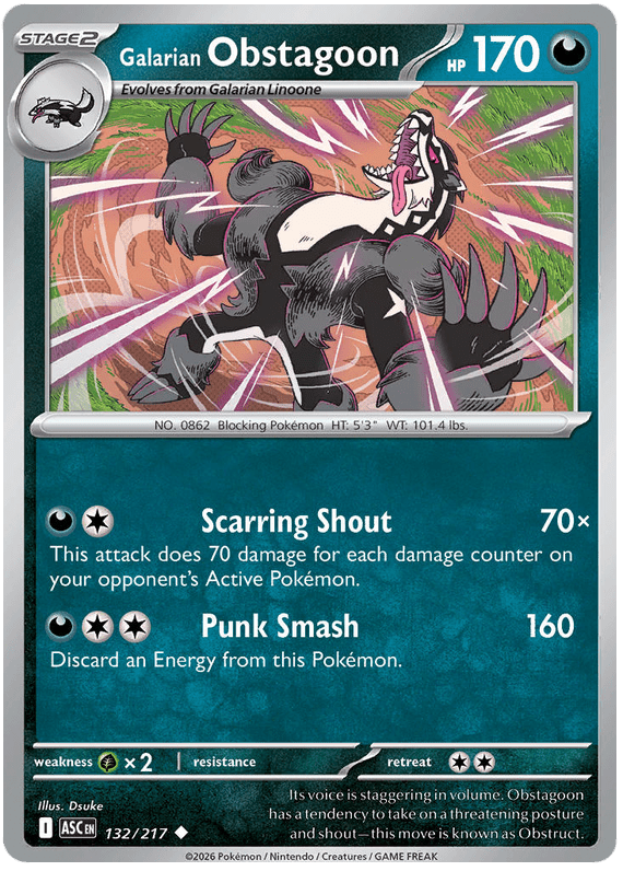 Galarian Obstagoon 132/217 Uncommon | Mega Evolution – Ascended Heroes by Worth the XP on MYNTED