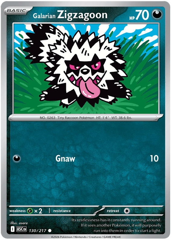 Galarian Zigzagoon 130/217 Common | Mega Evolution – Ascended Heroes by Worth the XP on MYNTED