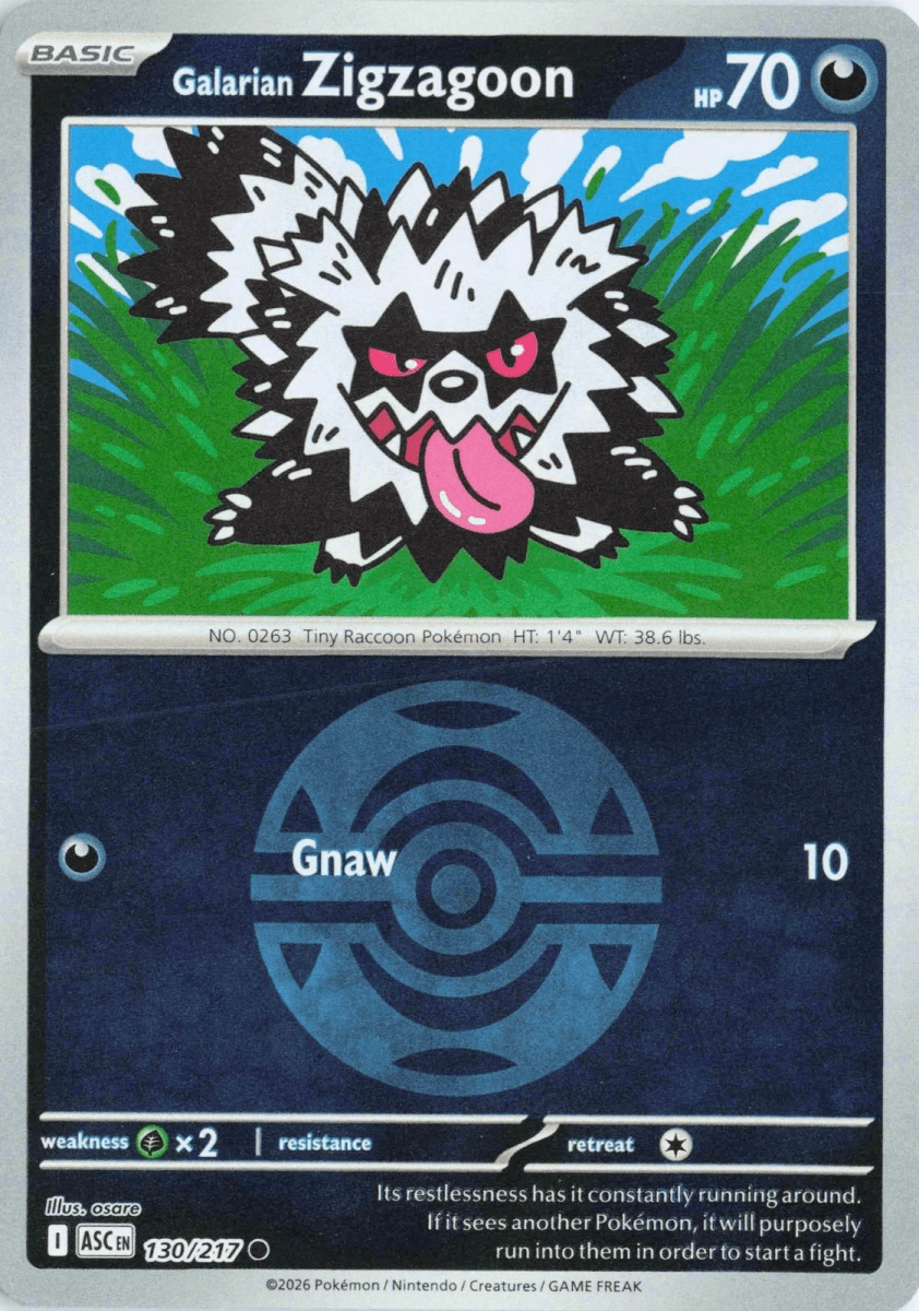 Galarian Zigzagoon - 130/217 (Dusk Ball) - ME: Ascended Heroes (ASC) by SAFAQATI on MYNTED