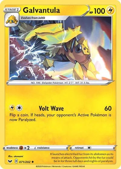 Galvantula (Reverse Holofoil) Sword & Shield Base Set Uncommon 071/202 by PokeSource on MYNTED