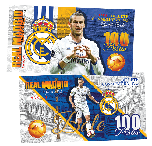 Gareth Bale 100 Pesos UNCB banknote by UNCB on MYNTED