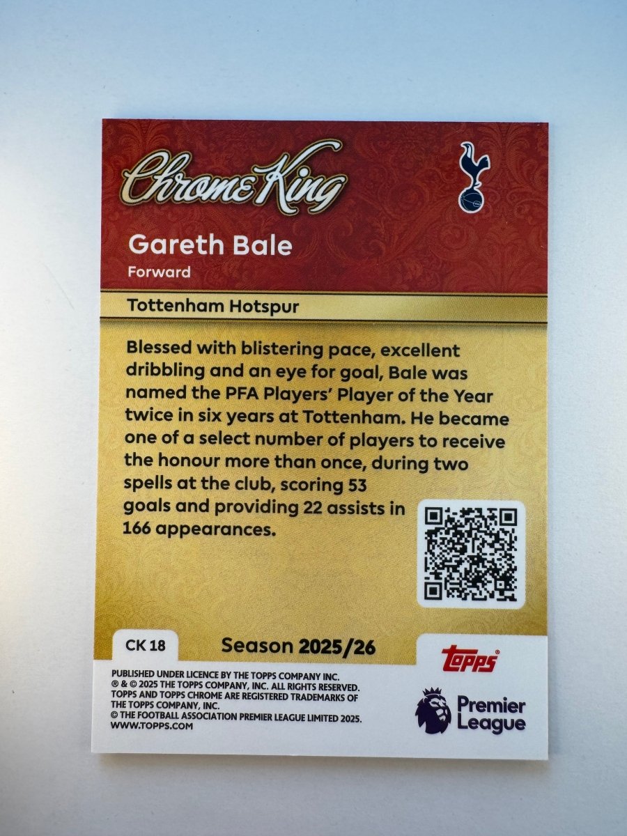 Gareth Bale CK 18 Chrome Kings — 2025 - 26 Topps Premier League — Tottenham Hotspur Legend by KitRoom Cards on MYNTED