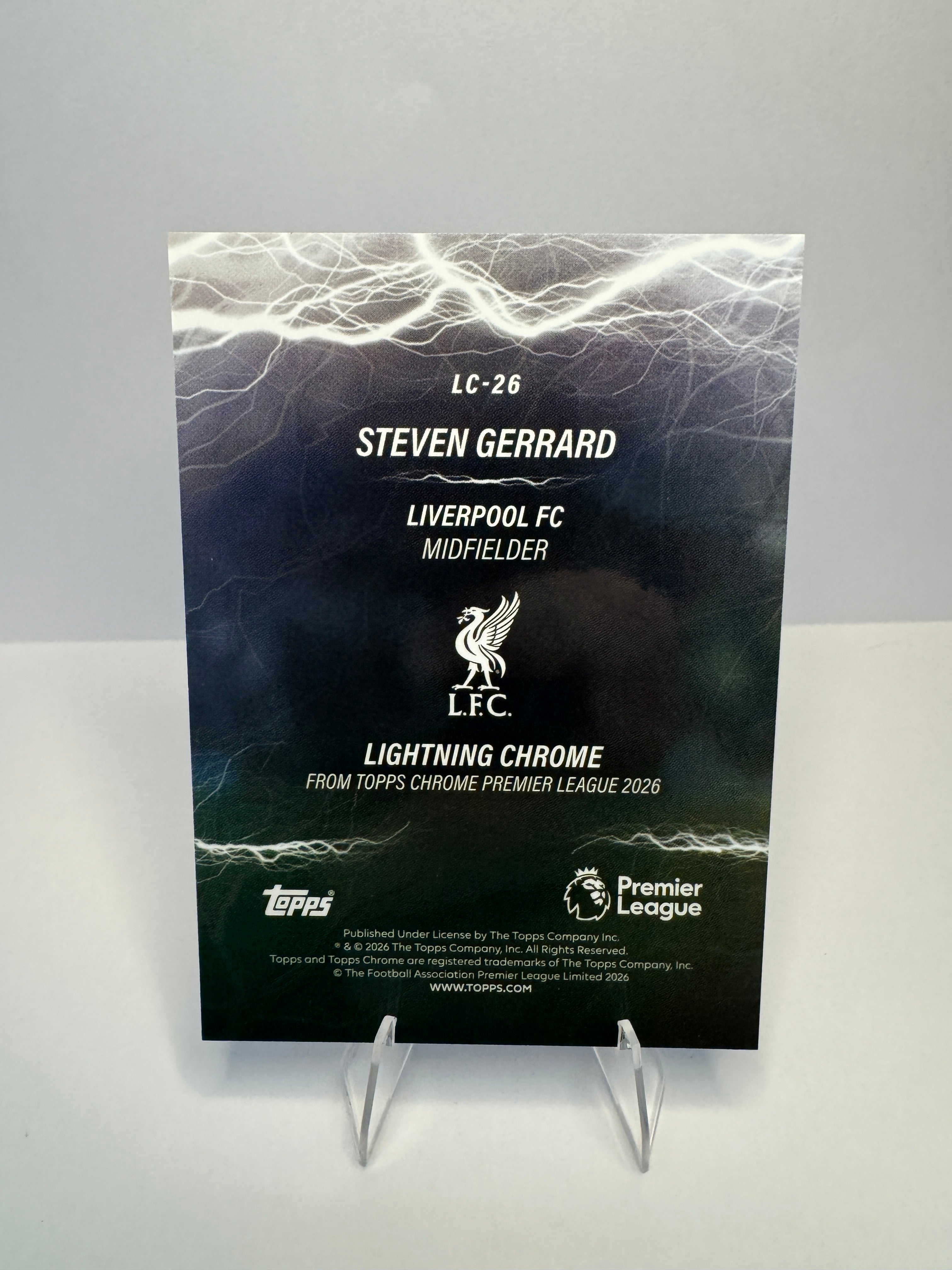 Steven Gerrard LC-26 Lightning Chrome — 2026 Topps Chrome Premier League — Liverpool FC
