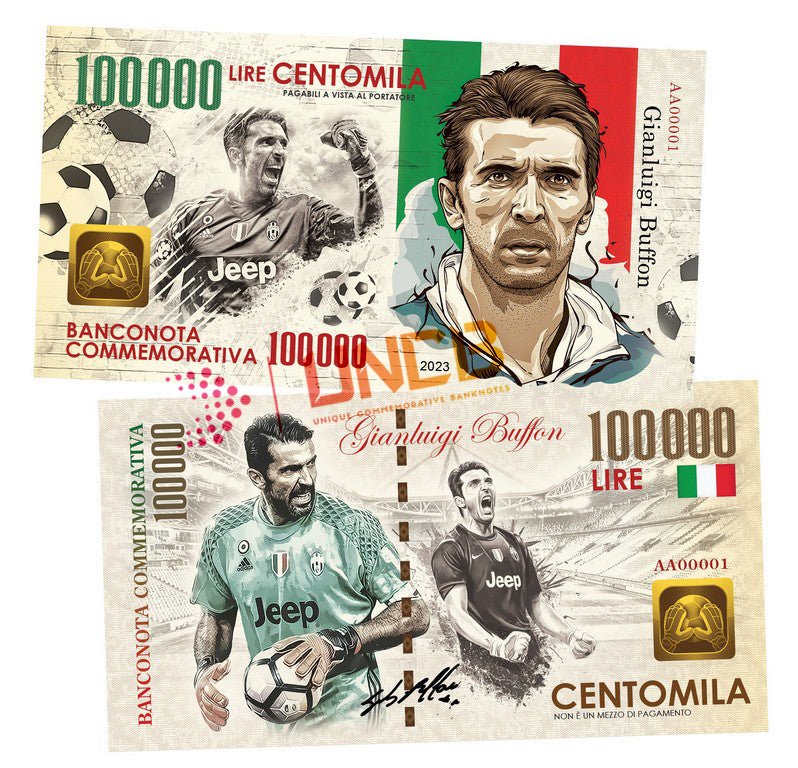 Gianluidgi Buffon 100 000 Lira UNCB banknote by UNCB on MYNTED