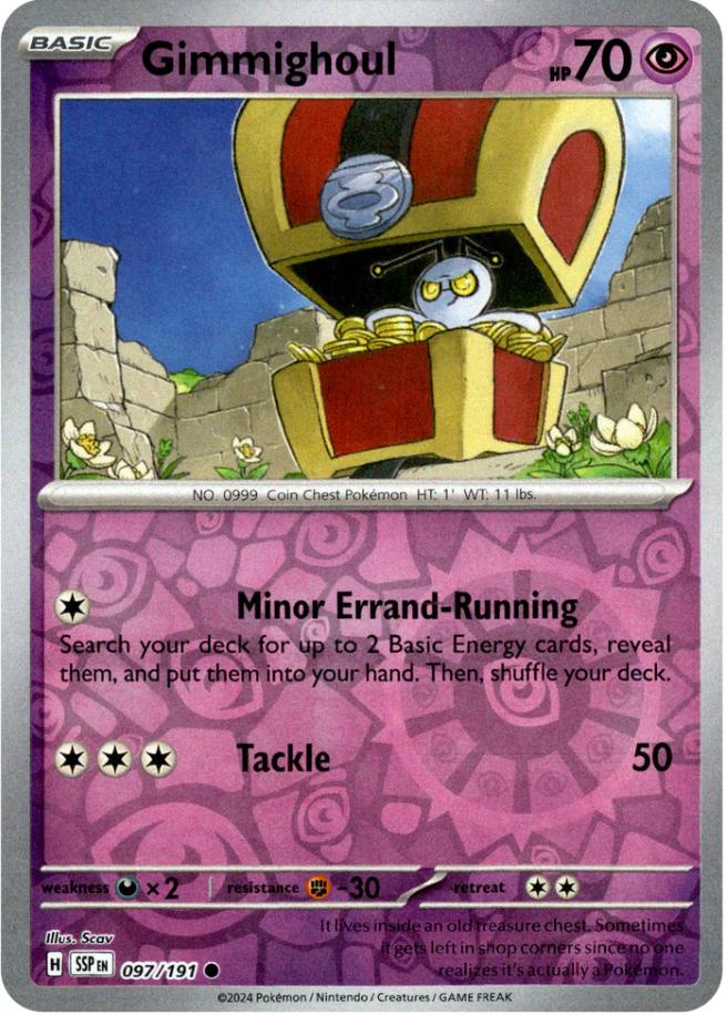 Gimmighoul [Reverse Holo] 97 Pokemon Surging Sparks by Moe‘s Vault on MYNTED