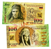 Gojko Mitic 100 Mark UNCB banknote by UNCB on MYNTED